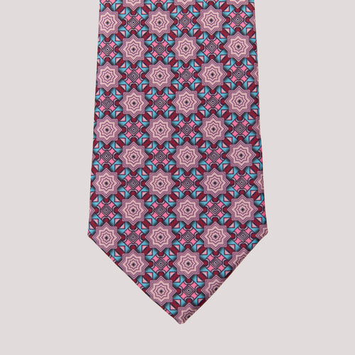 Virelle Pink & Turquoise Geometric Star Necktie