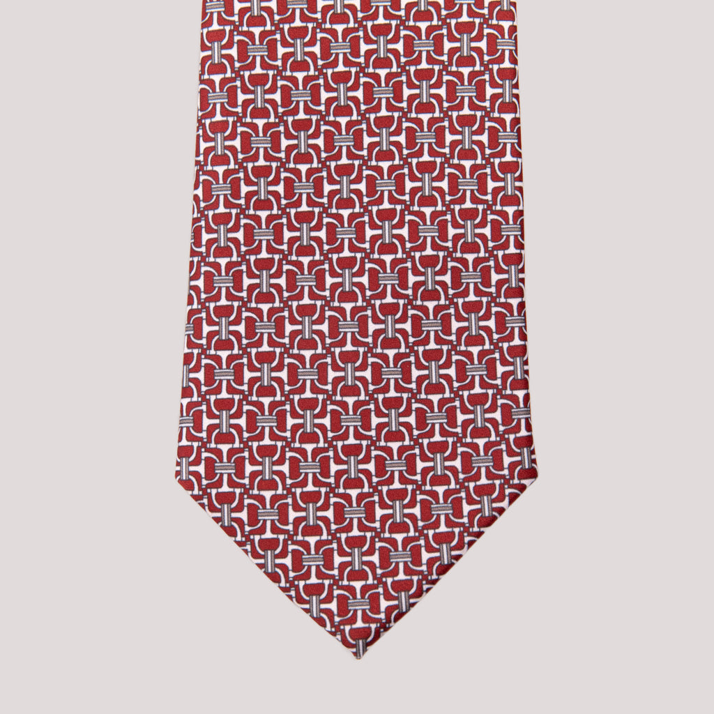 Virelle Burgundy & Silver Geometric Link Necktie