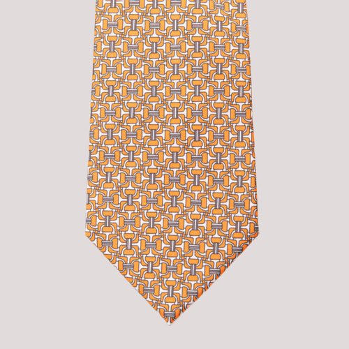 Virelle Orange & Gray Geometric Link Necktie
