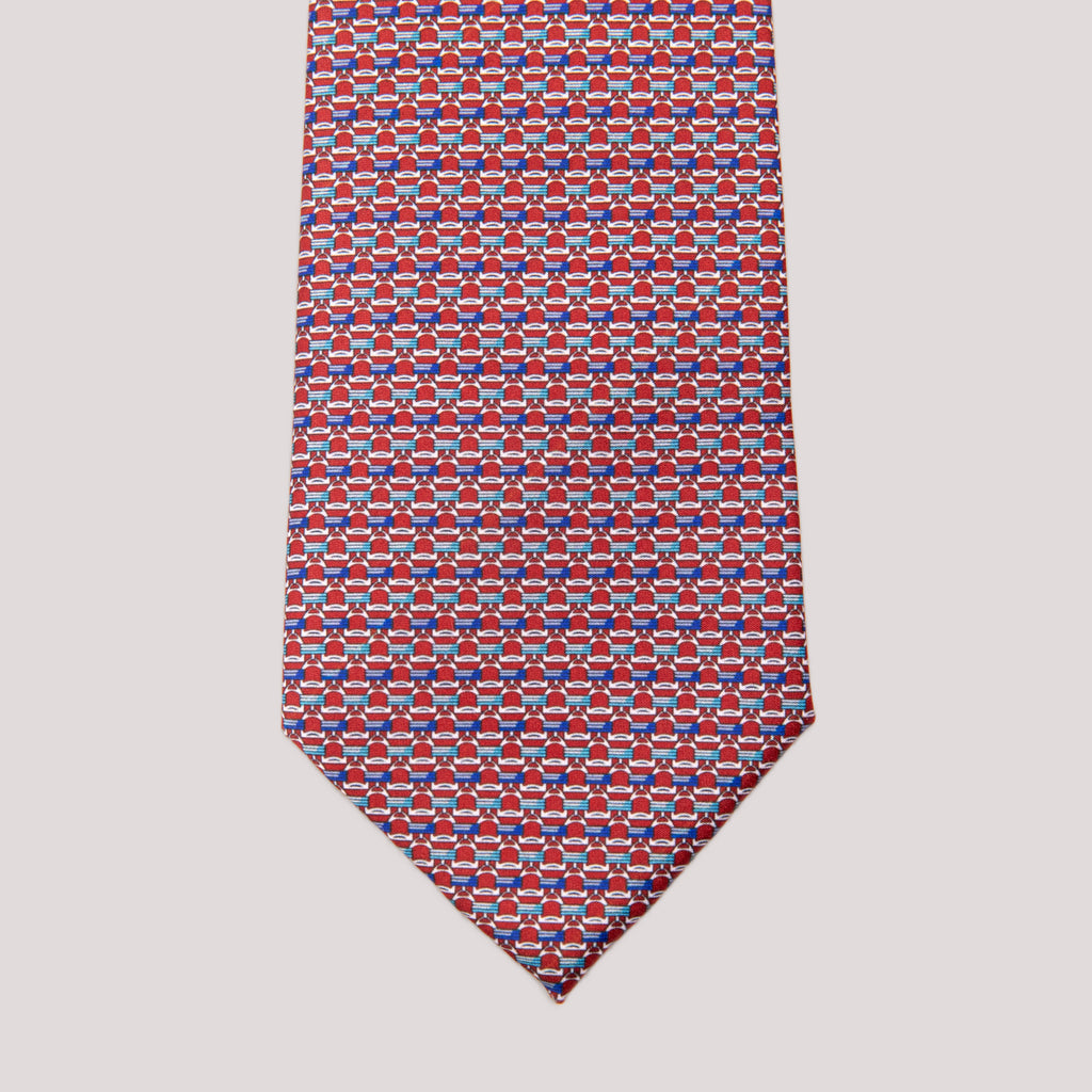 Virelle Red, Blue & Turquoise Geometric Necktie