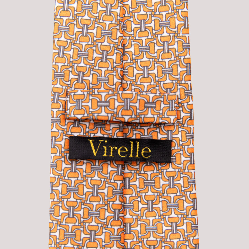 Virelle Orange & Gray Geometric Link Necktie
