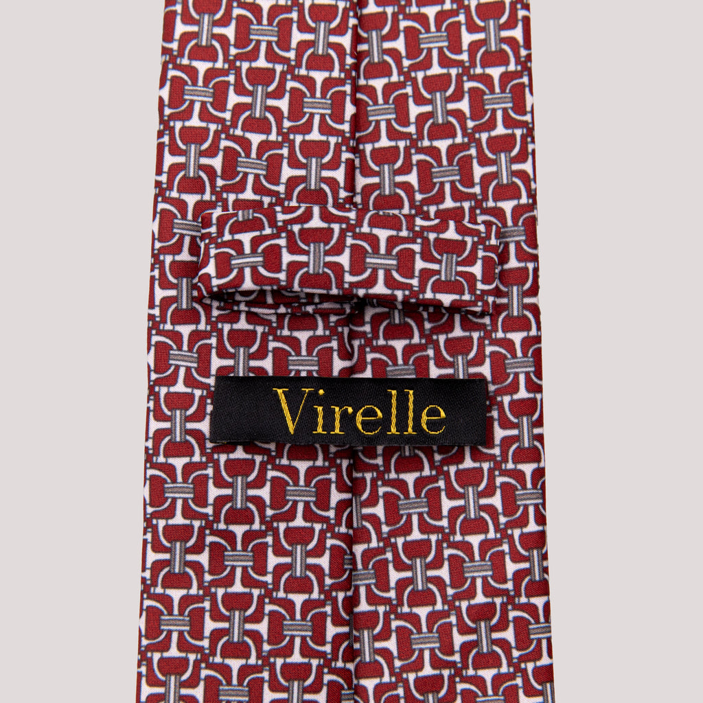Virelle Burgundy & Silver Geometric Link Necktie