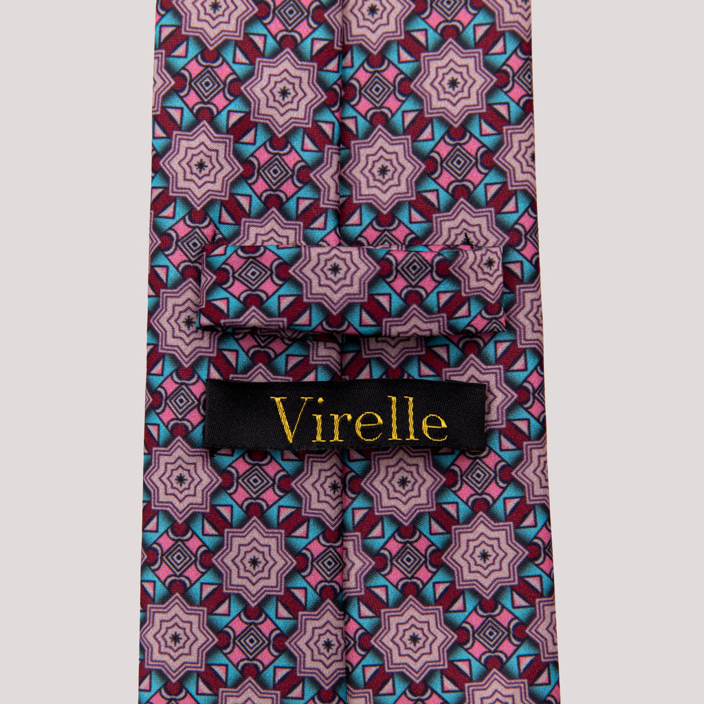 Virelle Pink & Turquoise Geometric Star Necktie