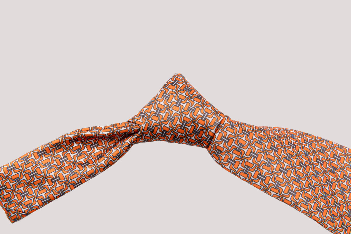 Virelle Orange & Gray Geometric Link Necktie