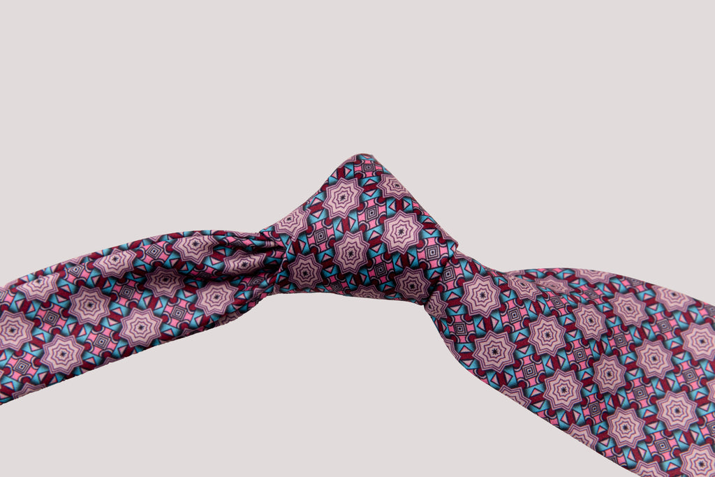 Virelle Pink & Turquoise Geometric Star Necktie