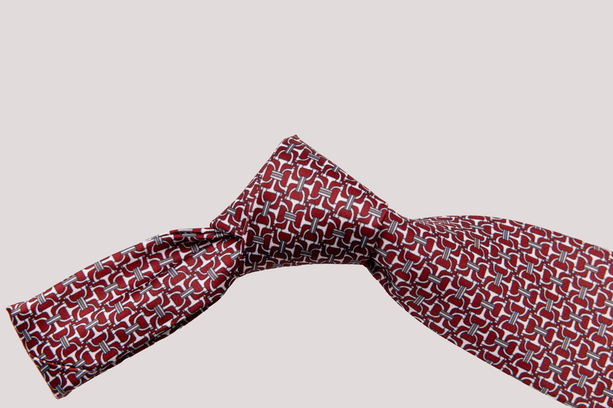 Virelle Burgundy & Silver Geometric Link Necktie