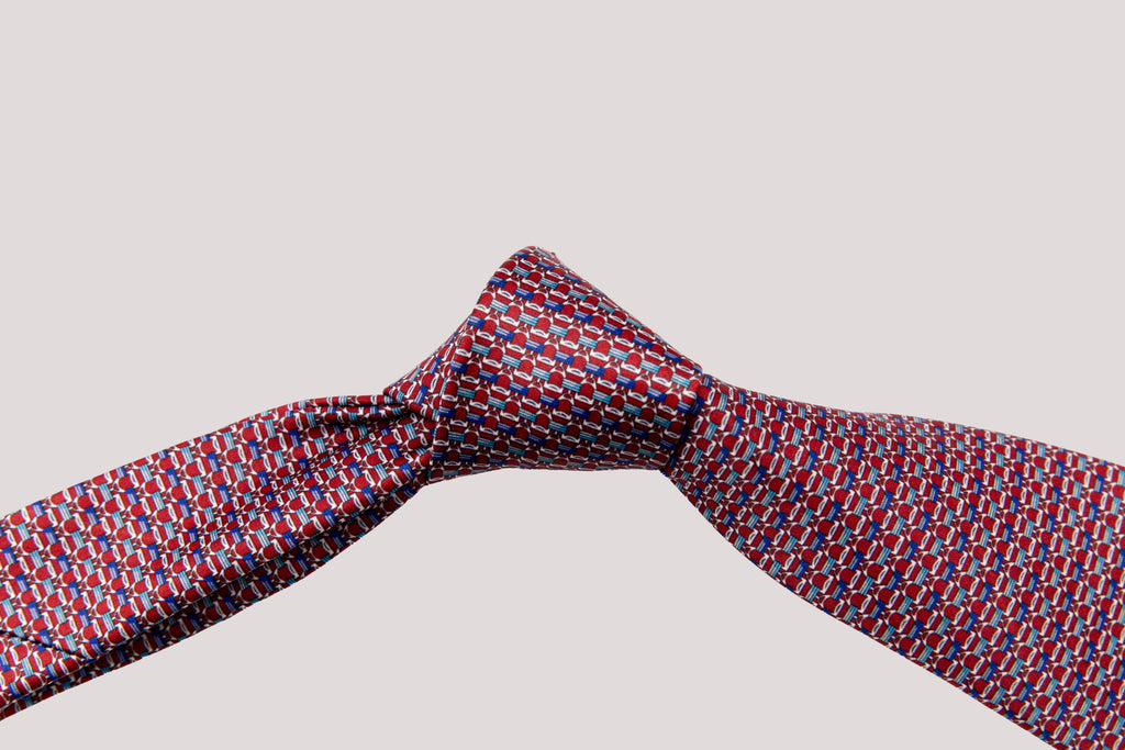 Virelle Red, Blue & Turquoise Geometric Necktie