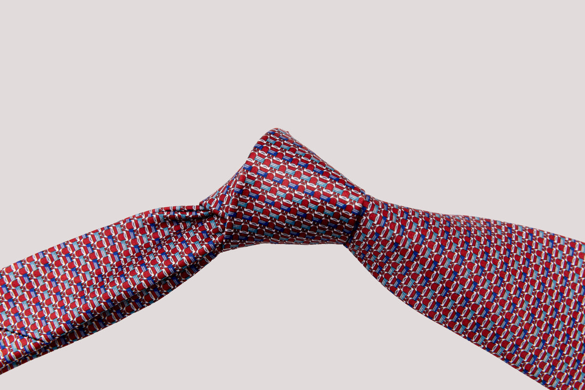 Virelle Red, Blue & Turquoise Geometric Necktie