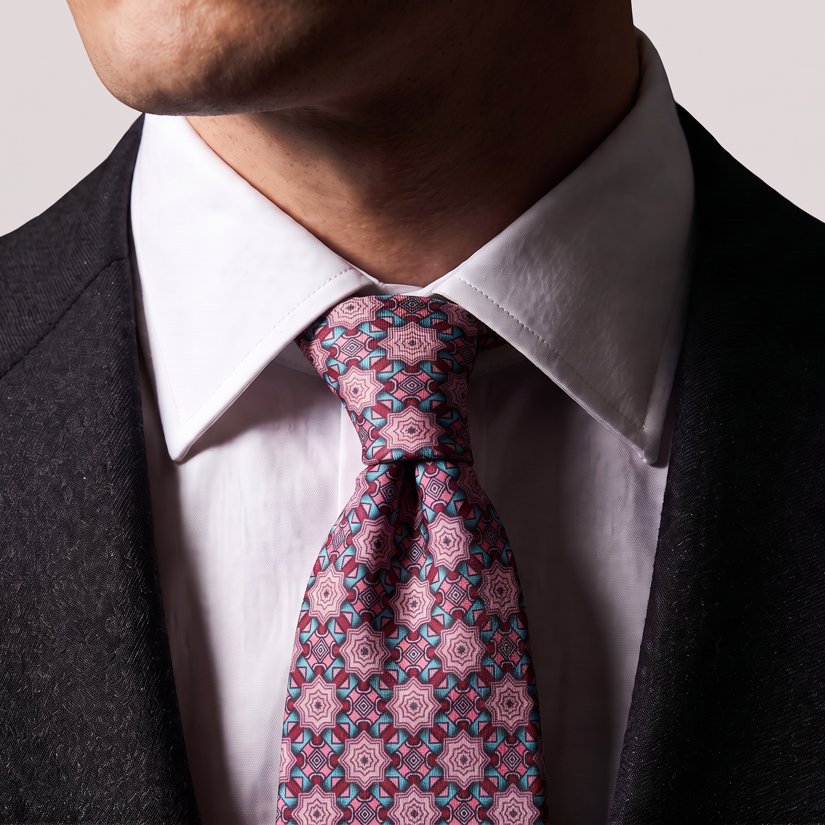 Virelle Pink & Turquoise Geometric Star Necktie