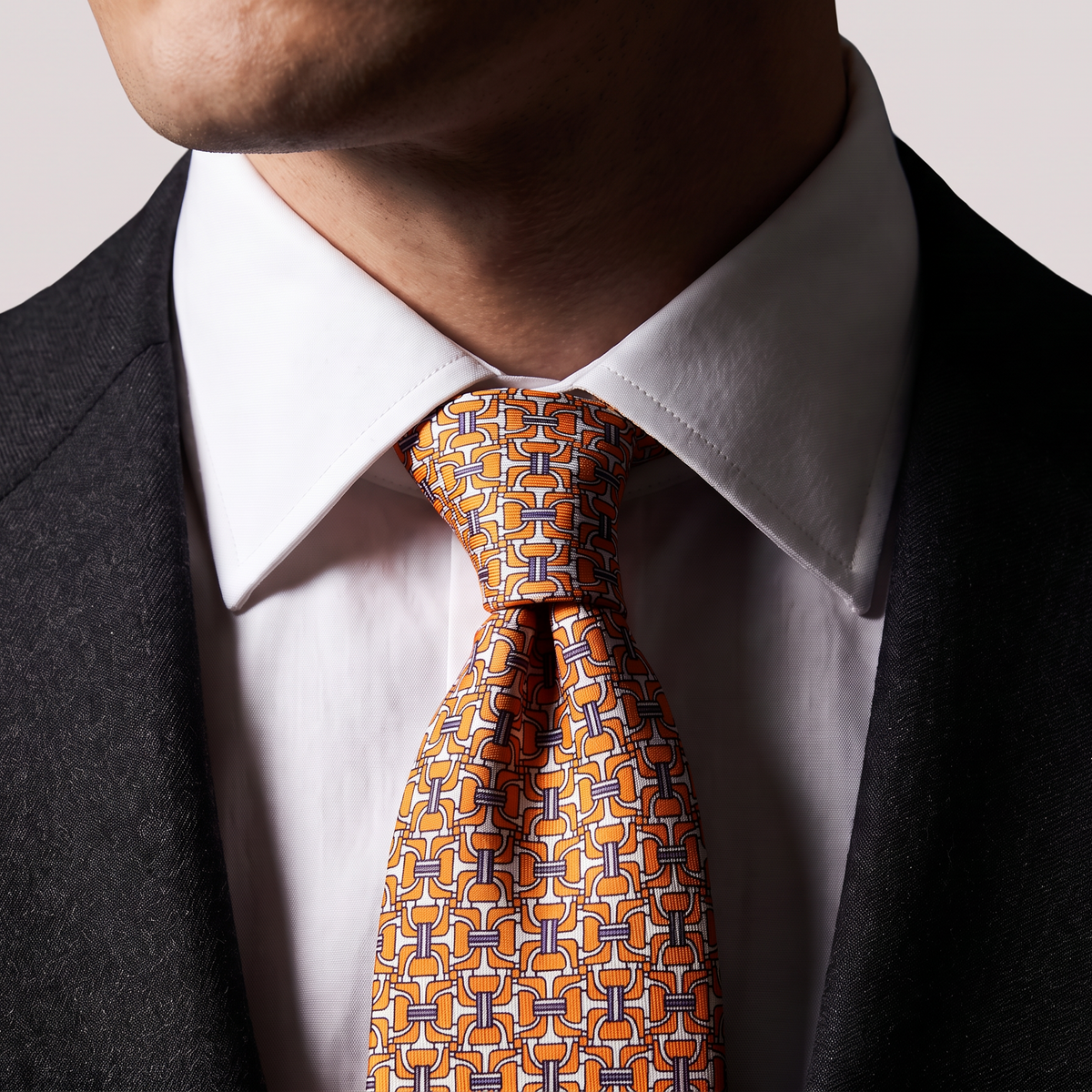 Virelle Orange & Gray Geometric Link Necktie